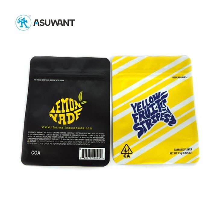 3.5 Mylar Bags Marijuana Tobacco Packaging Plastic Zipper Pack